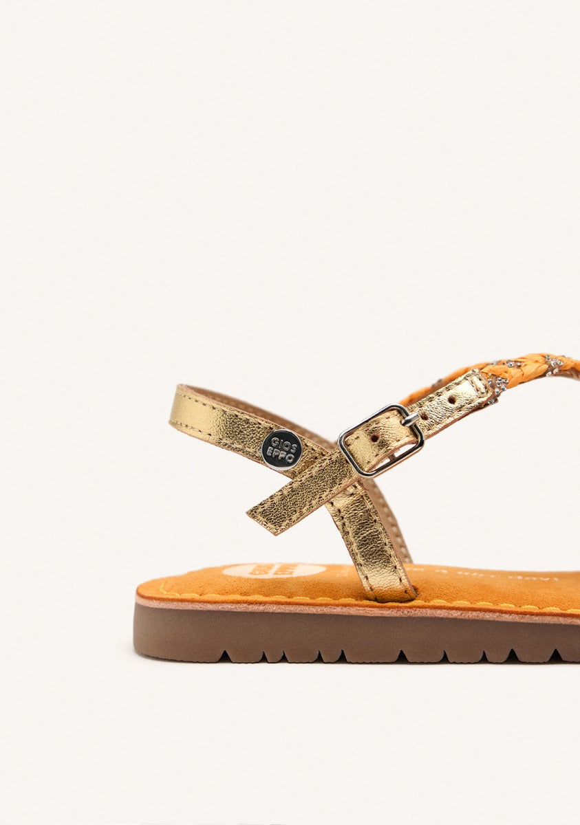 LEATHER, RAFFIA AND GLITTER SANDALS WENHAM