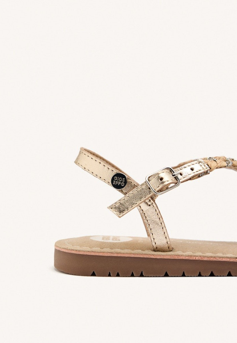 LEATHER, RAFFIA AND GLITTER SANDALS WENHAM