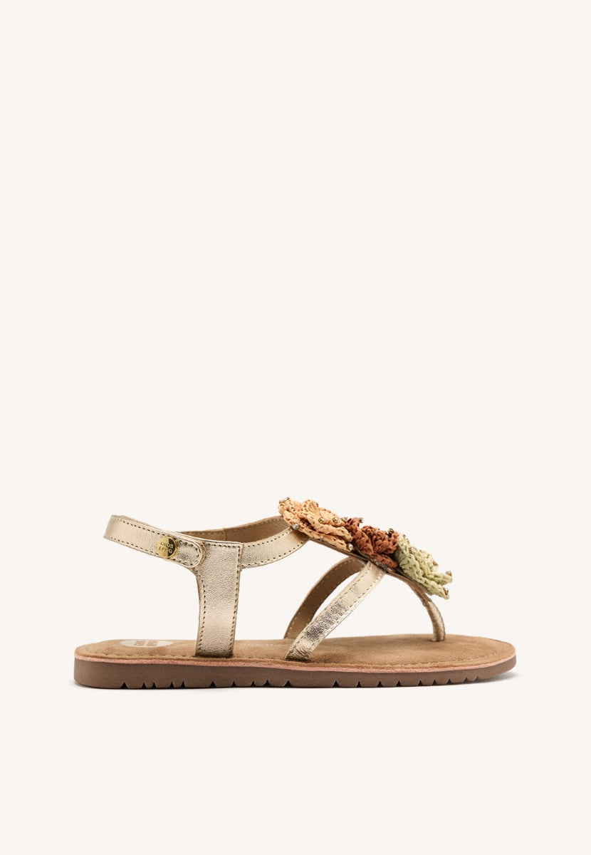 METALLIC LEATHER FLOWER SANDALS NEWRY