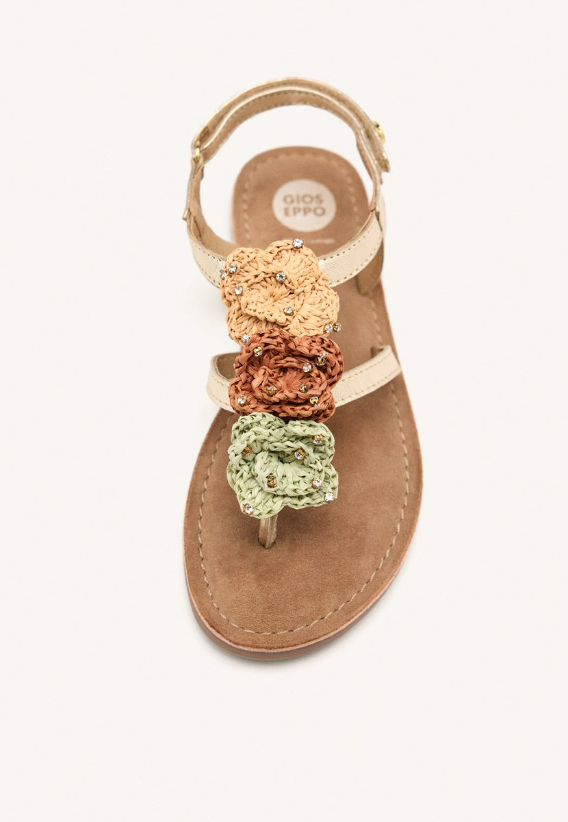 METALLIC LEATHER FLOWER SANDALS NEWRY