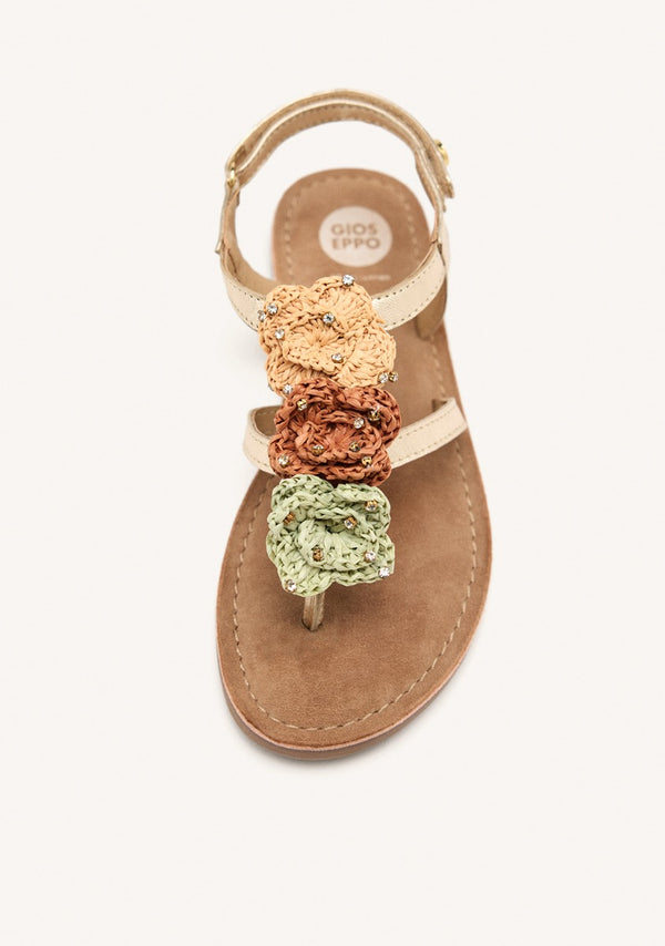 METALLIC LEATHER FLOWER SANDALS NEWRY