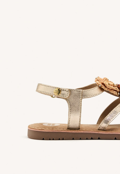SANDALIAS FLOR PIEL METALIZADA NEWRY