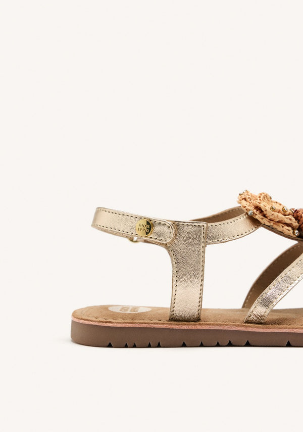 METALLIC LEATHER FLOWER SANDALS NEWRY
