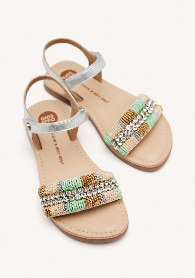 SANDALI PELLE METALLIZZATA CON PERLINE COUDERAY