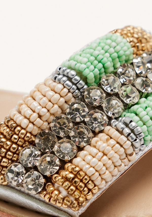 SANDALI PELLE METALLIZZATA CON PERLINE COUDERAY