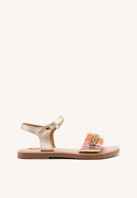 METALLIC LEATHER BEADED SANDALS COUDERAY