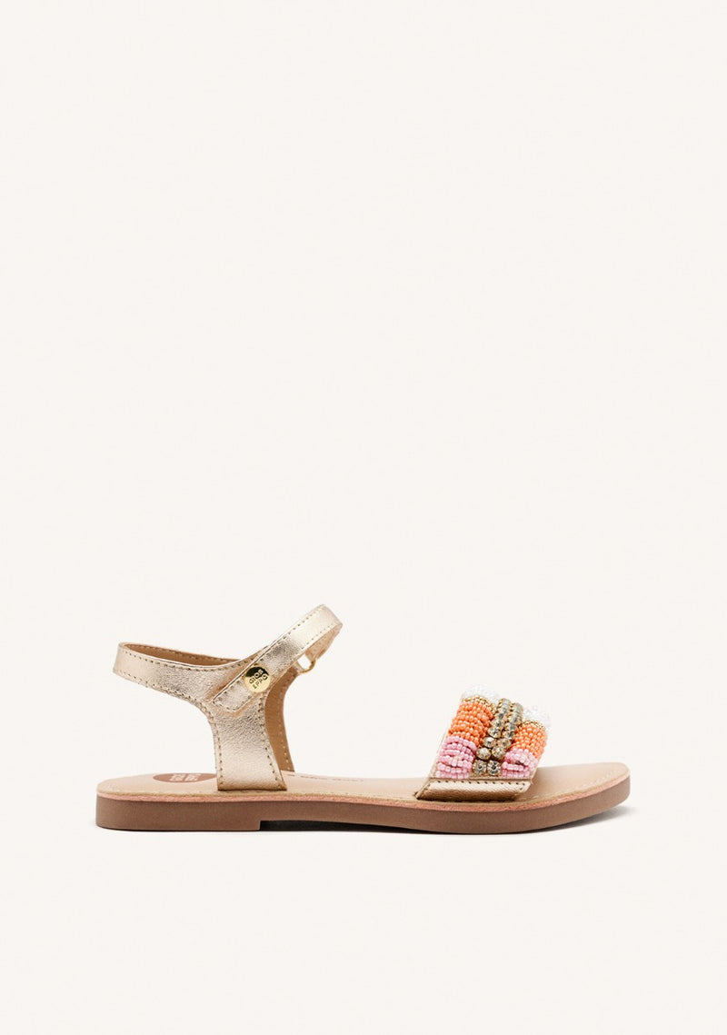 METALLIC LEATHER BEADED SANDALS COUDERAY