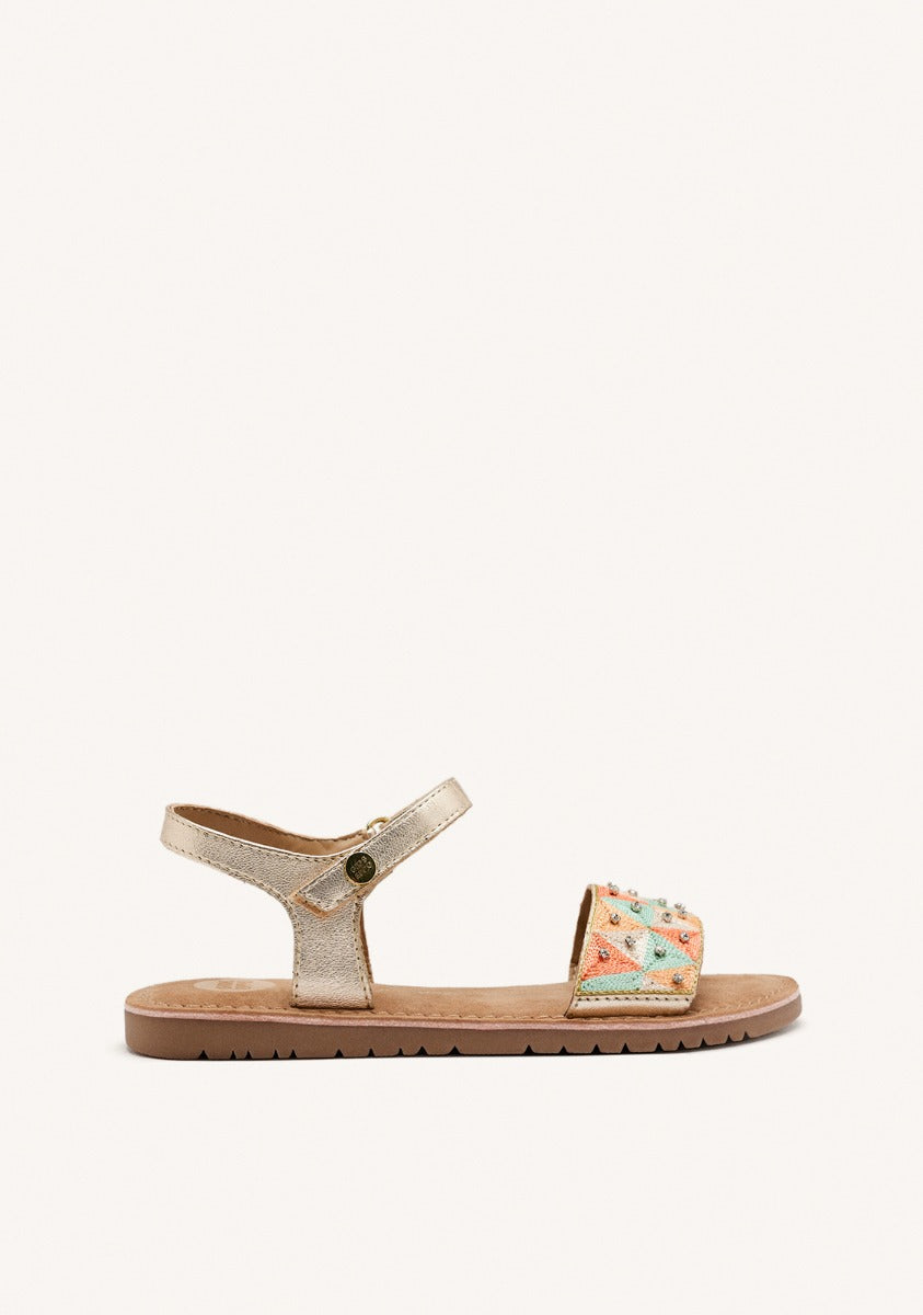 METALLIC LEATHER EMBROIDERED SANDALS MONTROSE