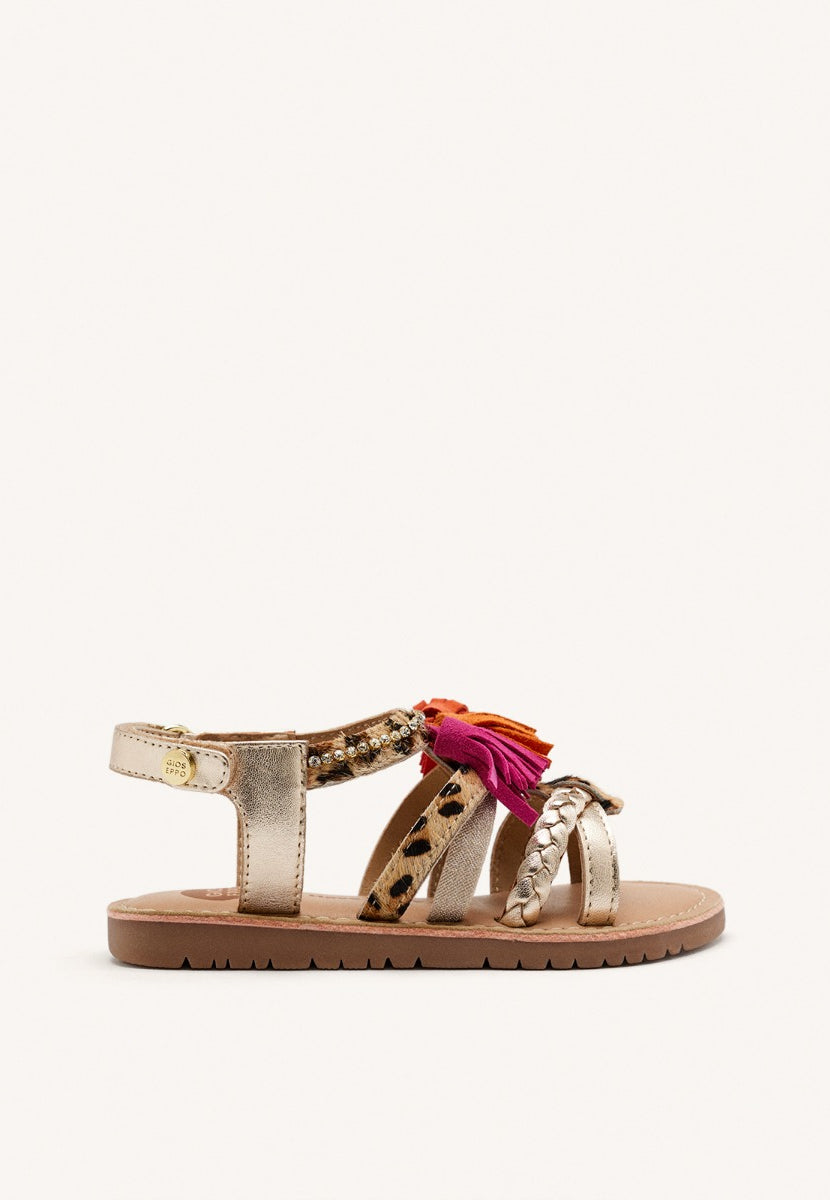 SANDALI LEOPARDATI E FRANGE MEDFIELD