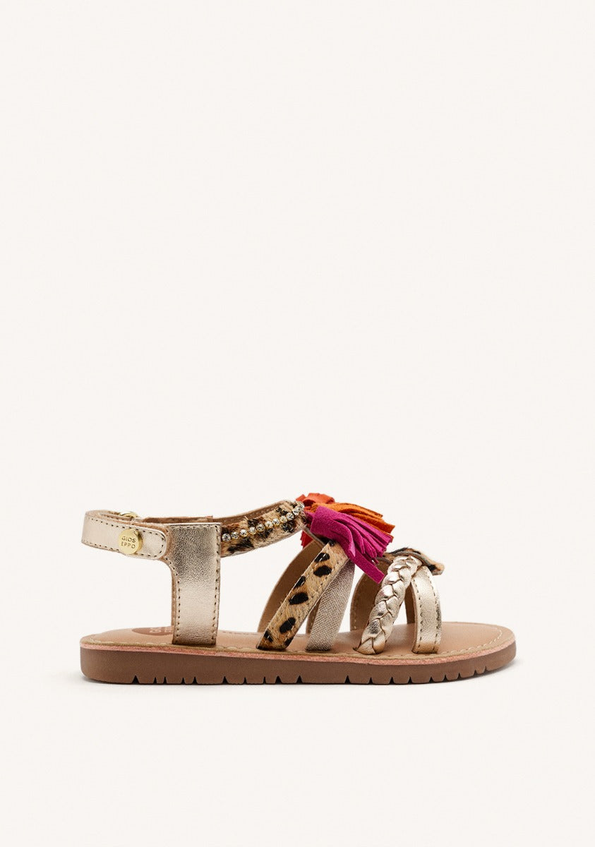 LEOPARD AND FRINGES SANDALS MEDFIELD