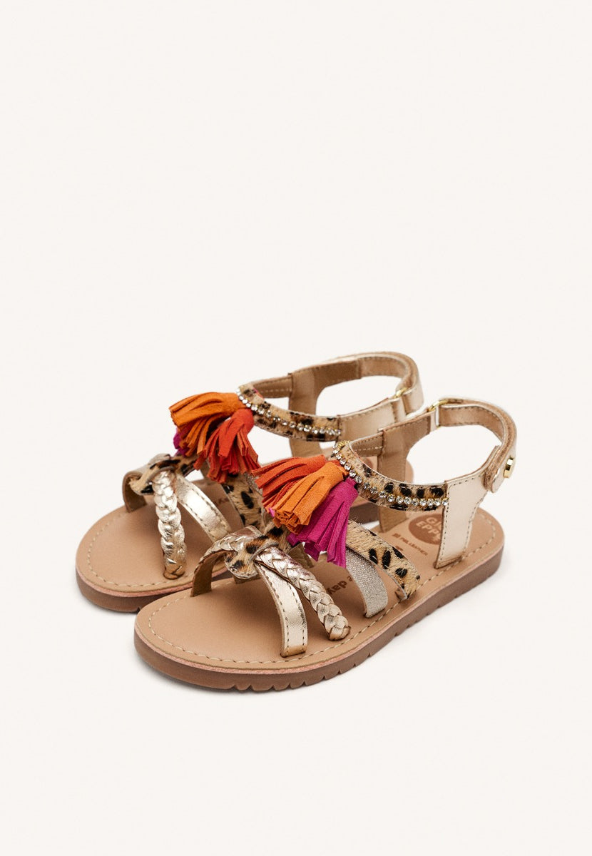 SANDALI LEOPARDATI E FRANGE MEDFIELD