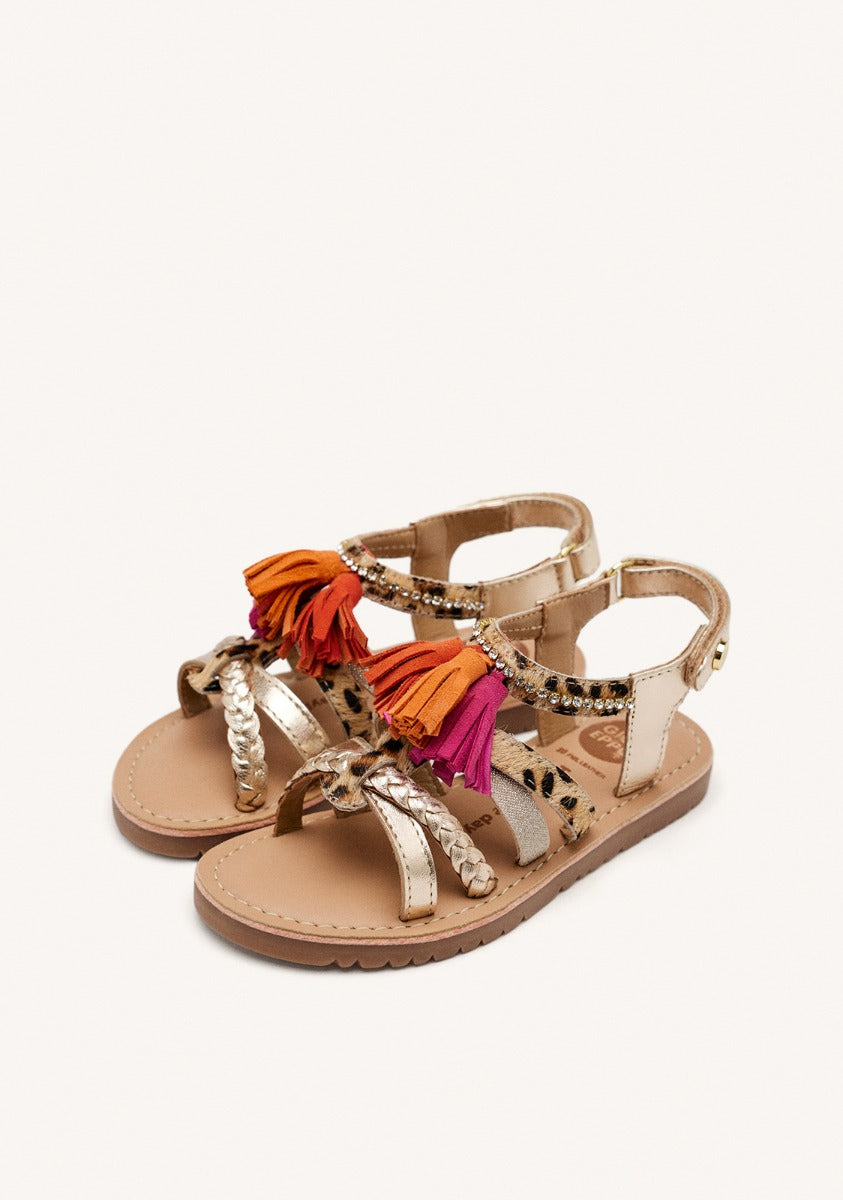 LEOPARD AND FRINGES SANDALS MEDFIELD