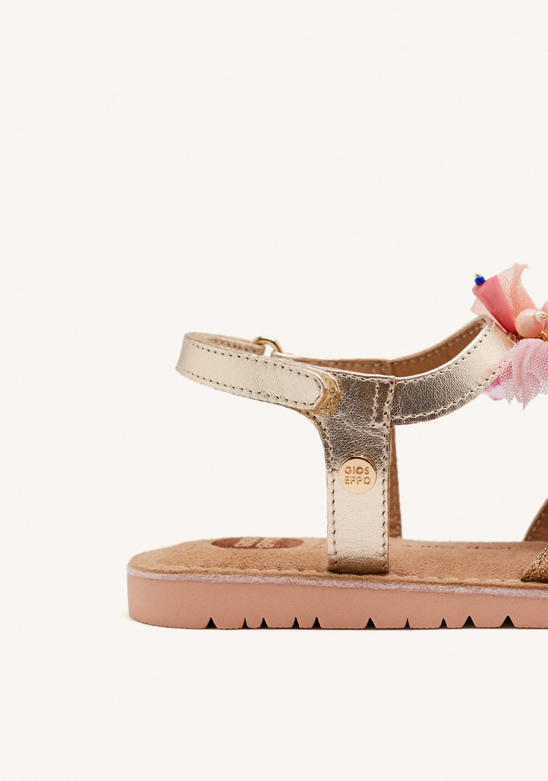LEATHER TULLE AND BEADS SANDALS OAKHAM