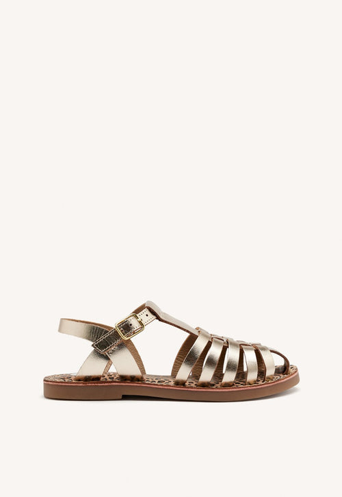 METALLIC LEATHER CLOSED SANDALS AUBURN