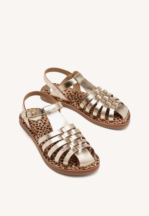 METALLIC LEATHER CLOSED SANDALS AUBURN