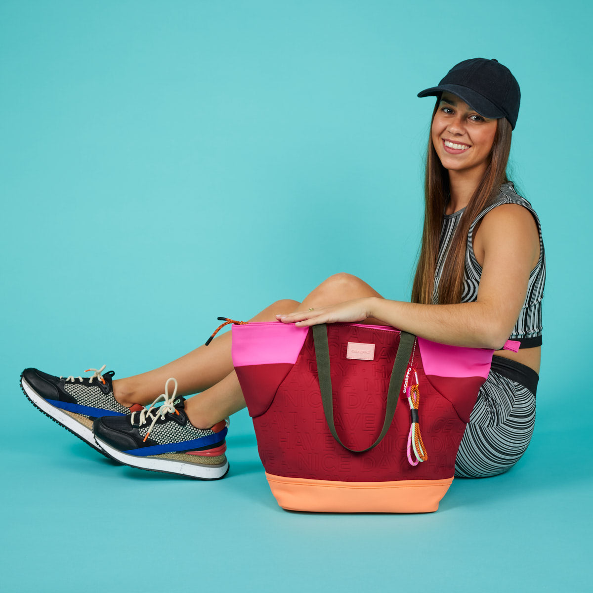 Wittes women's textured black sneakers with details and jute wedges