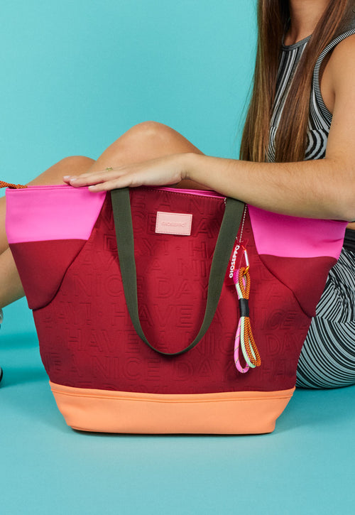 Bolso shopper de neopreno color burdeos para mujer alagoa