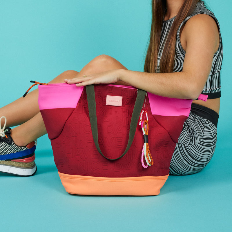 Bolso shopper de neopreno color burdeos para mujer alagoa