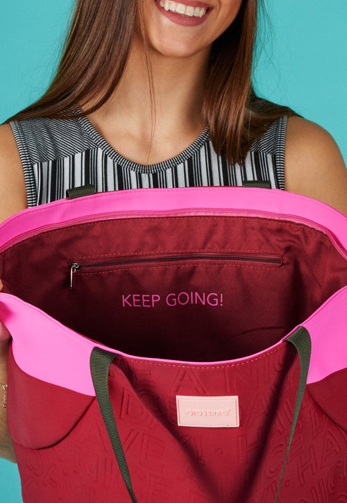 Bolso shopper de neopreno color burdeos para mujer alagoa