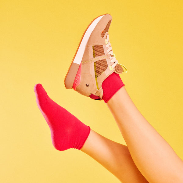 Sanssat women's beige textured sneakers with inner wedges