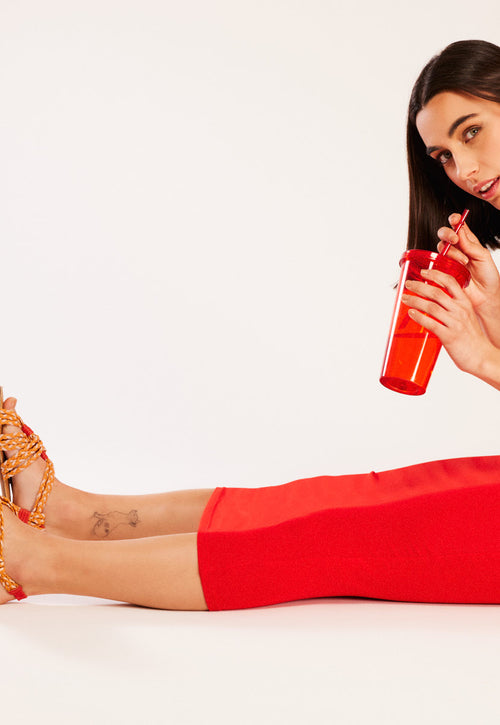 Sandalias planas con trenzado rosa-naranja para mujer matupa 