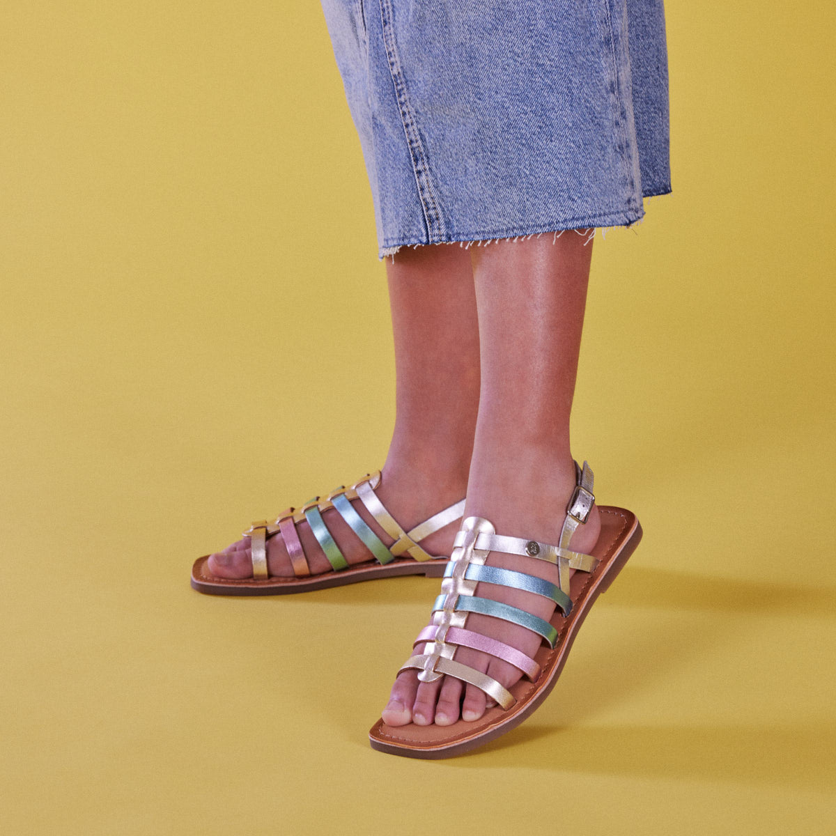 Saire girls multicoloured leather multi strap sandals