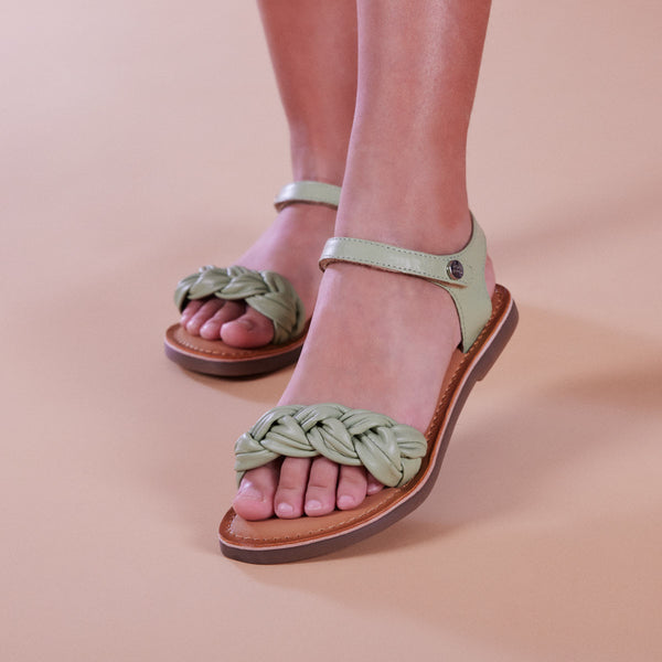 Ingai girls mint greenlaited leather sandals