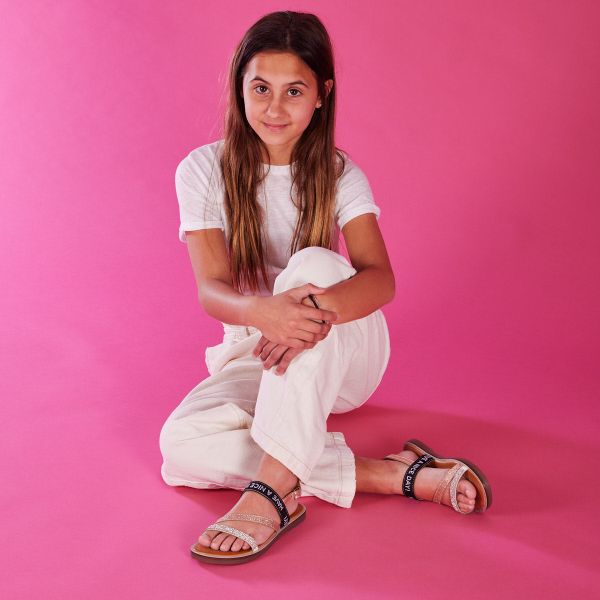 Tayak girls leather sandals with multicoloured details