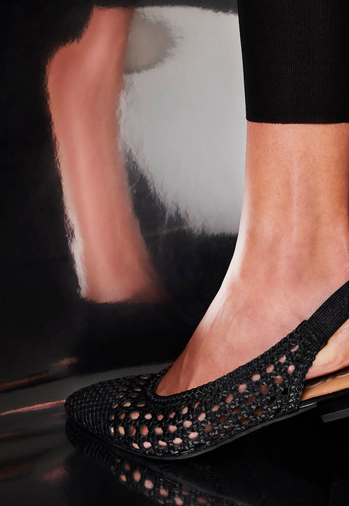 Bailarinas trenzadas de piel en color negro para mujer Guatavita 