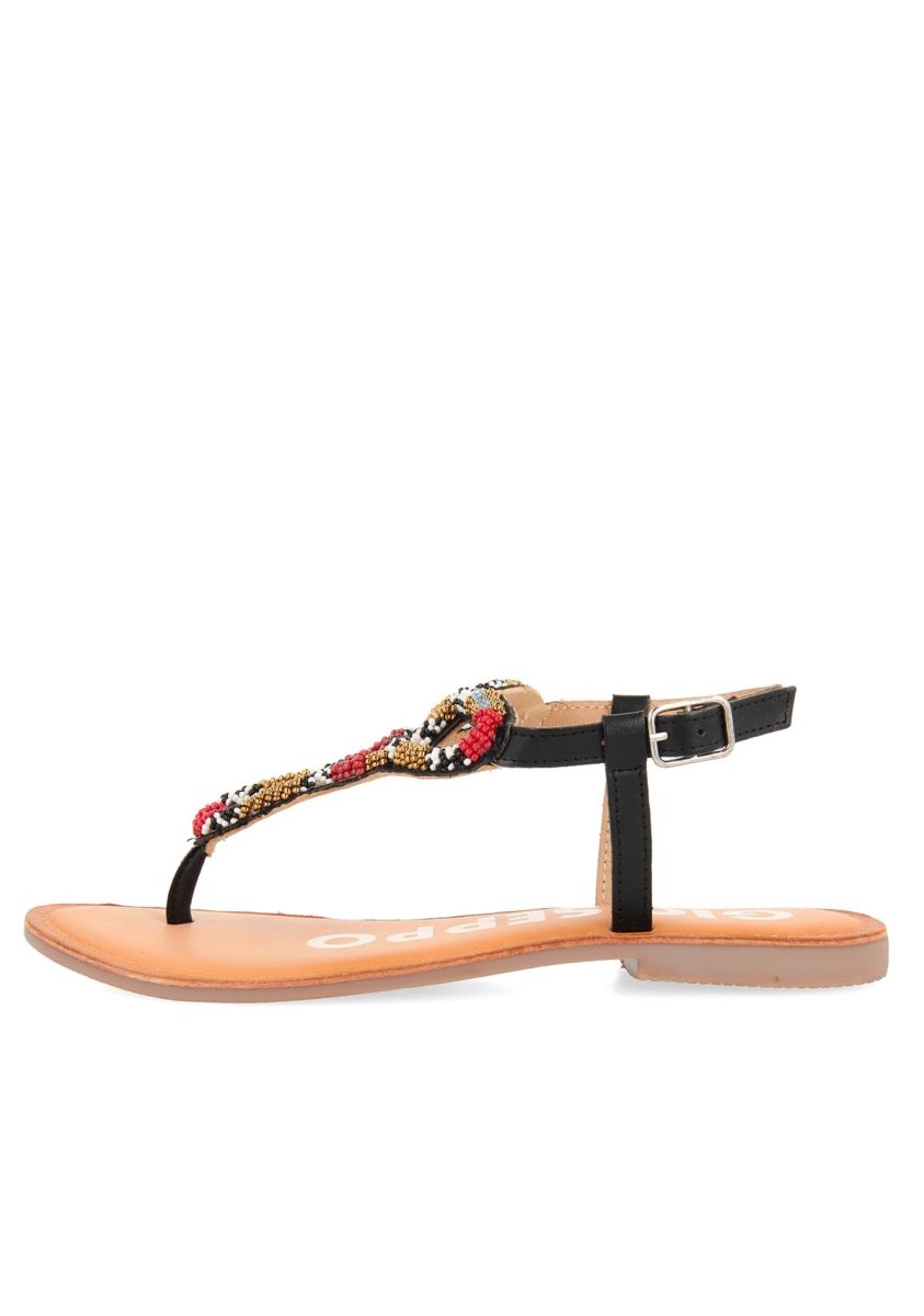 Sandalias negras con pedrería para mujer HYTOP