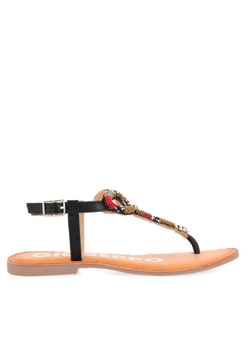 Sandali infradito neri con gioielli da donna HYTOP