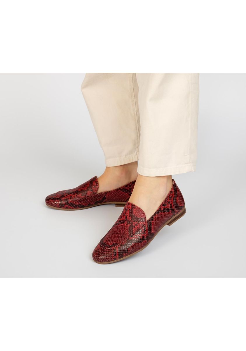 Mocassins vermelhos com estampa de serpente para mulher DARIEN